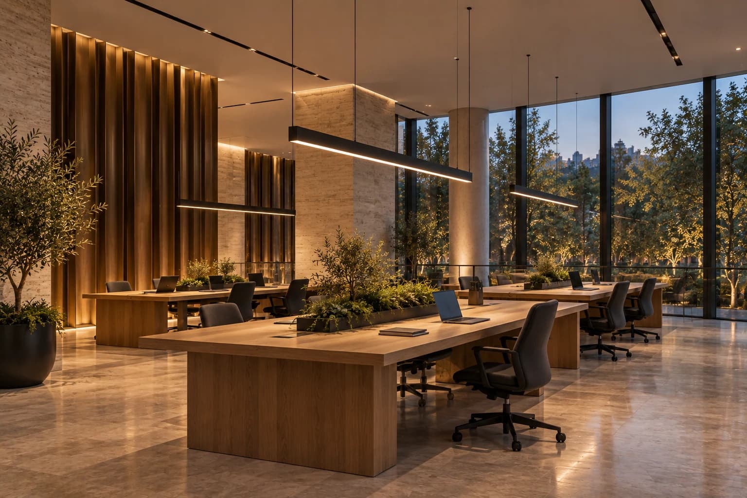 Linear lighting in the shared workspace